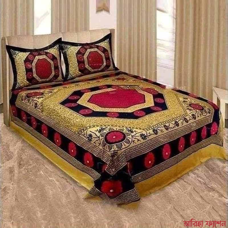 Cotton-Print-7.5-8.5-Feet-Double-King-Size-Bedsheet-Set-With-Two-Pillow-Covers