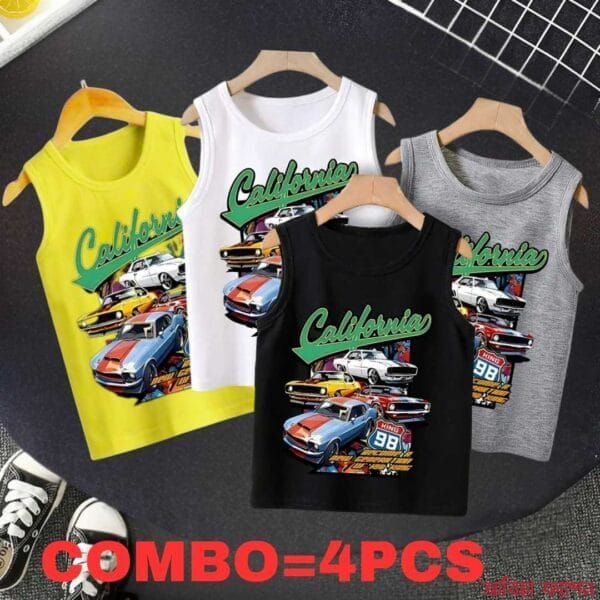 Baby Boys Summer Cotton Sleeveless Tank Top 4 Pcs Combo