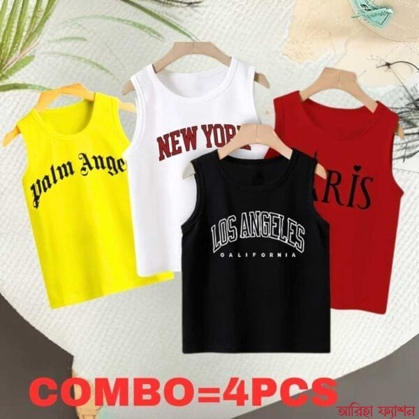 Baby Boys Summer Cotton Sleeveless Tank Top 4 Pcs Combo