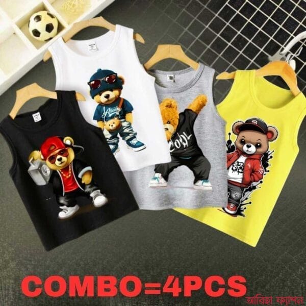 Baby Boys Summer Cotton Sleeveless Tank Top 4 Pcs Combo