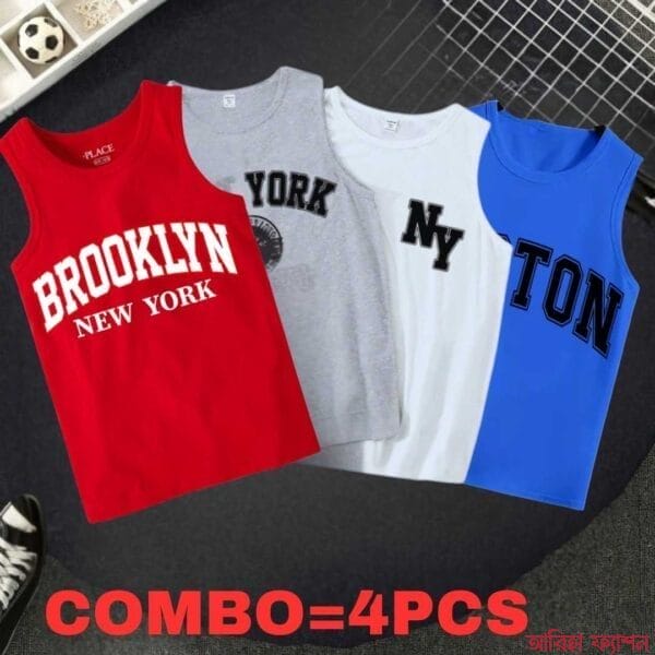 Baby Boys Summer Cotton Sleeveless Tank Top 4 Pcs Combo