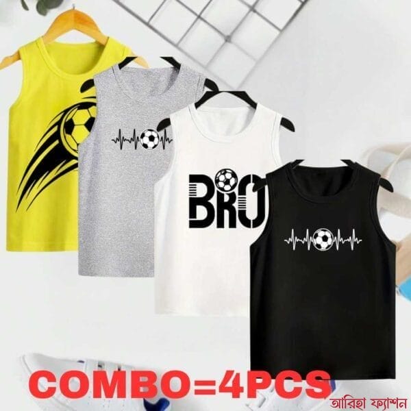 Baby Boys Summer Cotton Sleeveless Tank Top 4 Pcs Combo